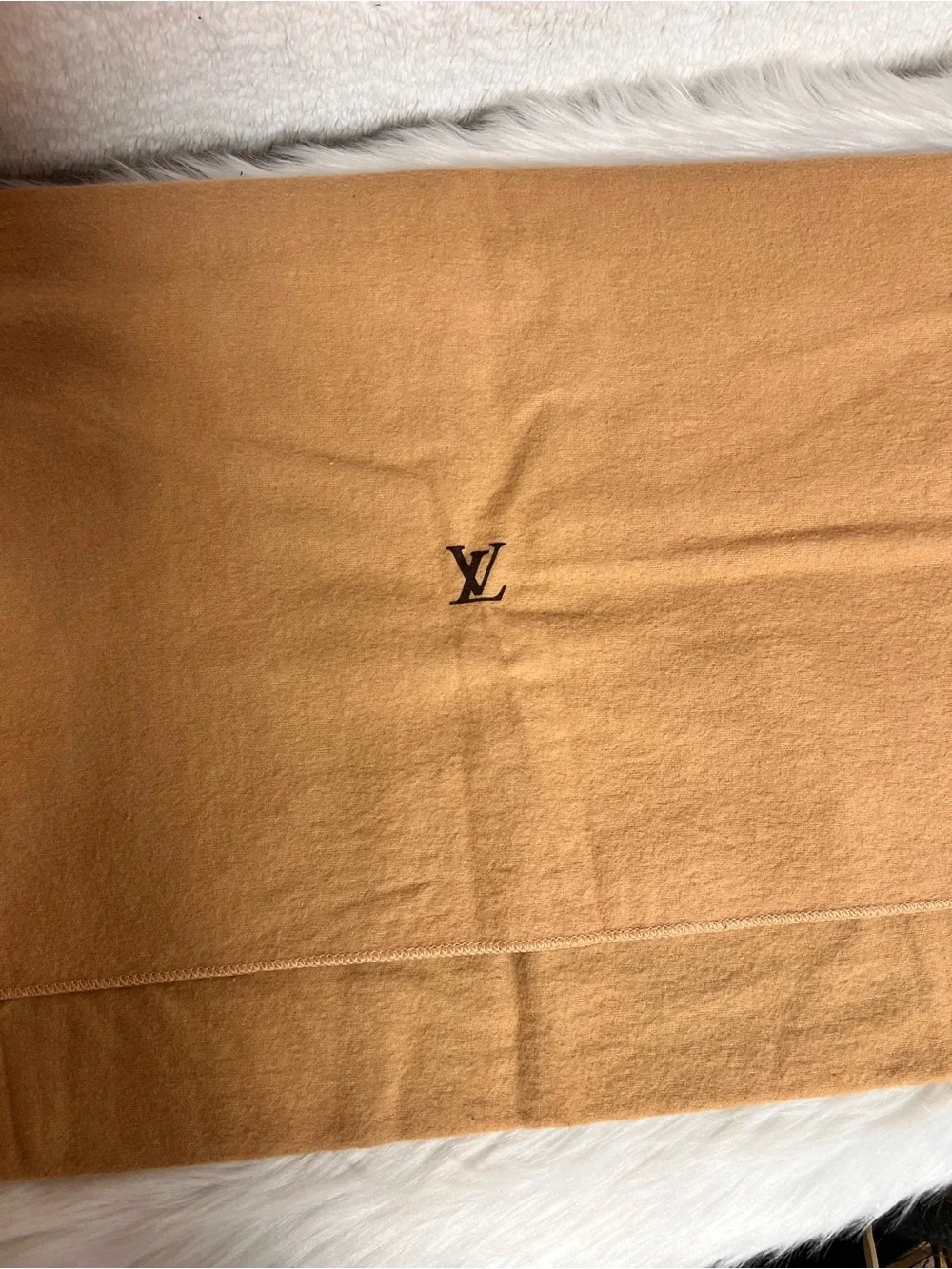 Louis Vuitton Tan Dust Bag with Dark Brown LV Monogram